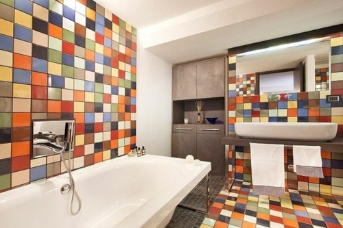 carrelage salle de bain multicolore