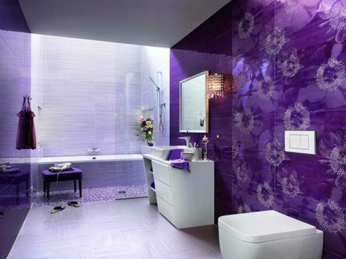 salle bain carrelage contempotain violet