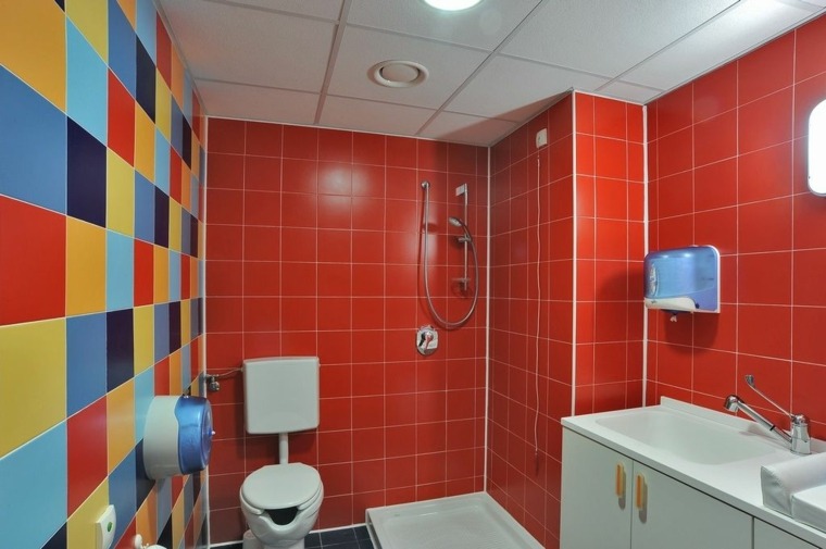carrelage salle de bain tendance couleur idée toilettes salle de bains