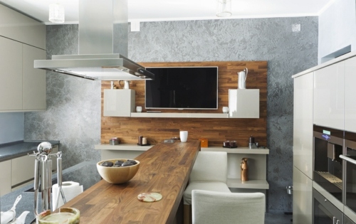cuisine moderne comptoir bois