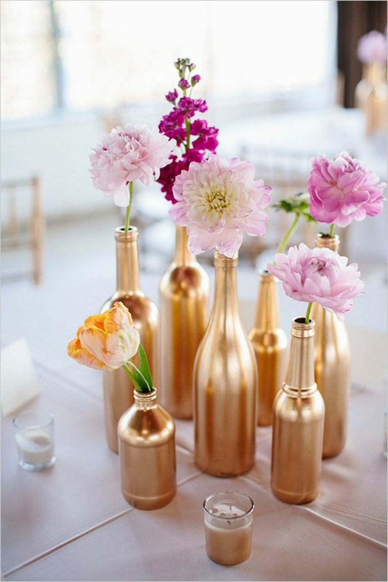 centre de table floral vase idée déco table fleurs