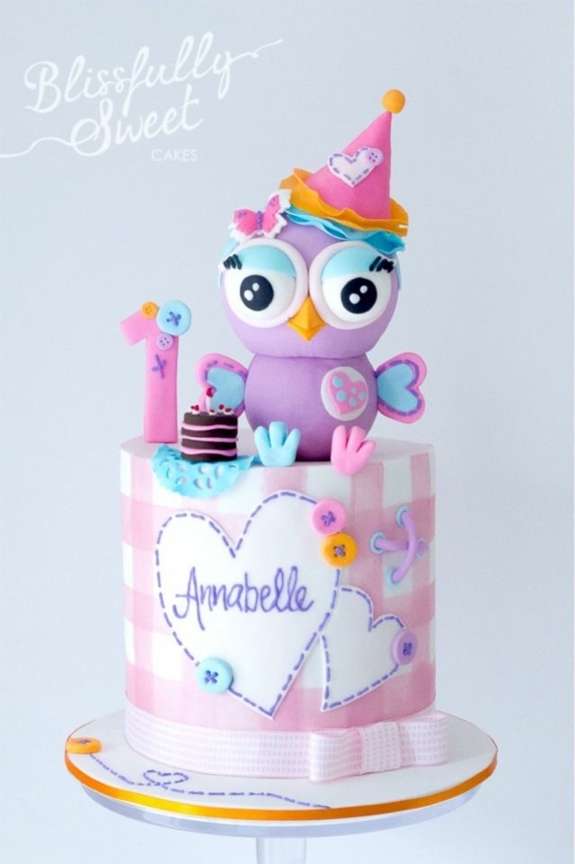 gâteau anniversaire oiseau rose hibou