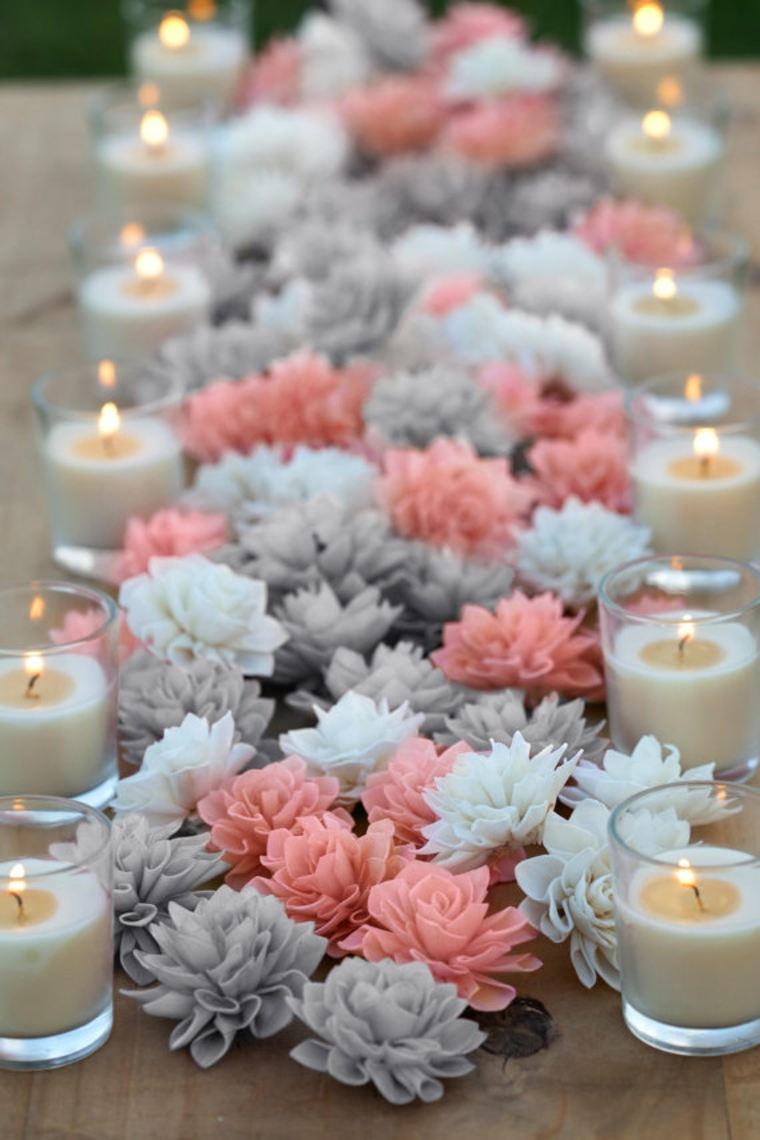 centre de table fleurs printanier déco bougies