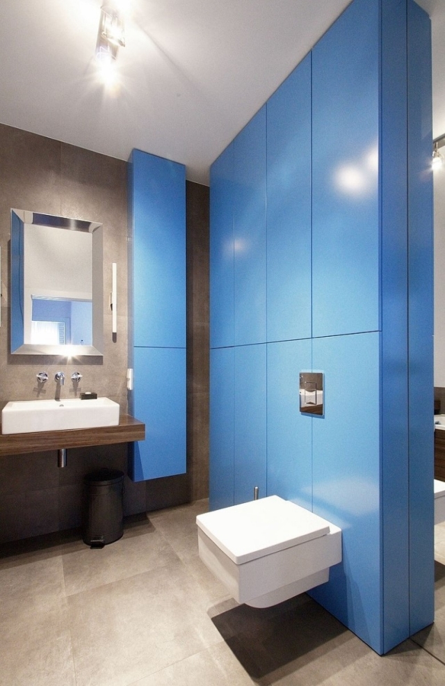 Idée-déco-salle-de-bains-couleur-bleue-mur-miroir-rectangulaire