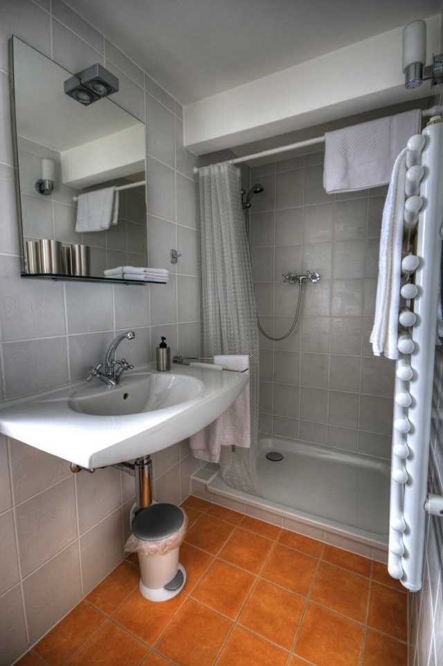 salle de bain petite idée aménagement douche miroir