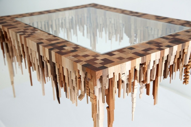 belle table fabriquée bouts bois de rebut