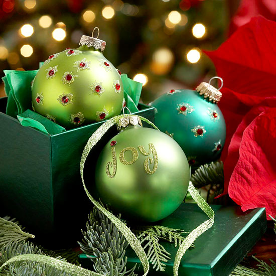 boules de Noël décorées strass inscription