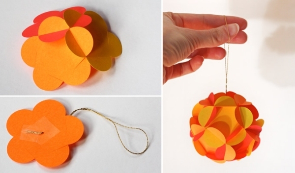bricolage-Noël-papier-boule-décorative-papier-orange bricolage de Noël