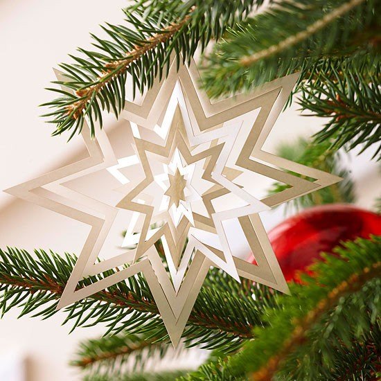bricolage avec du papier Noël décoration sapin étoile