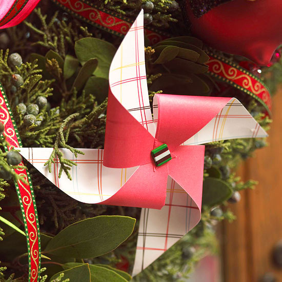 bricolage avec du papier décoration Noël moulin vent