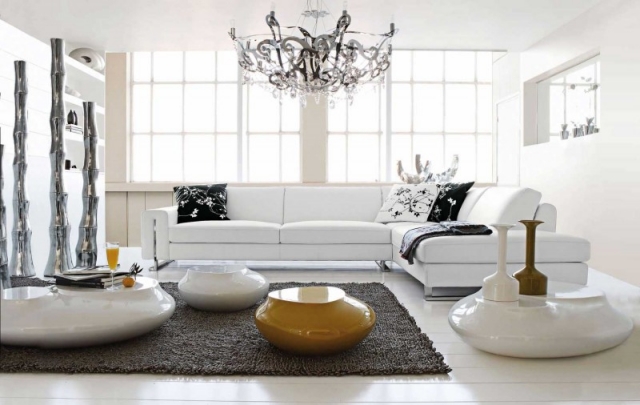 canapé d'angle design blanc Roche Bobois