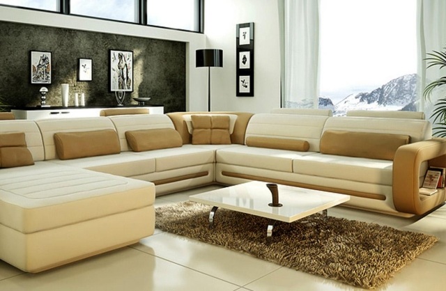 canapé salon moderne carpette poil long