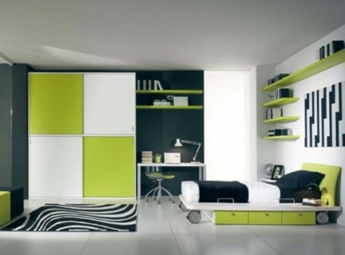 chambre coucher moderne nuances vert