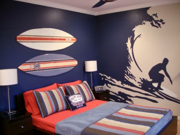 chambre garçon fan sports surf mur peint