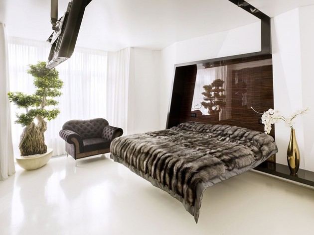 chambre à coucher moderne Déco animale blanche détails volants meubles