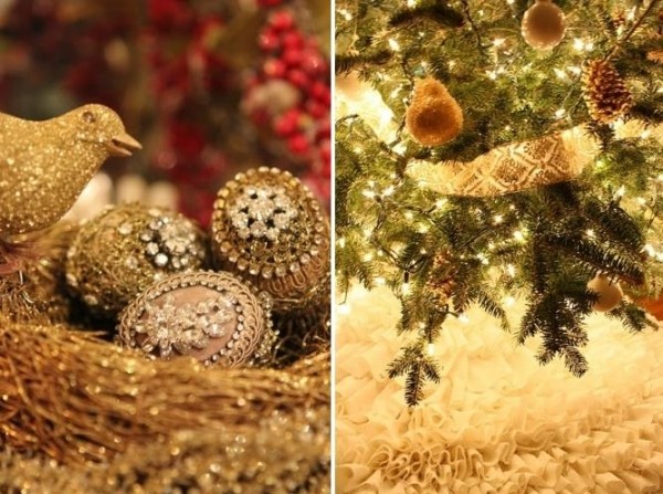décoration-de-Noël-couleur-or-sapin-guirlandes-lumneuses
