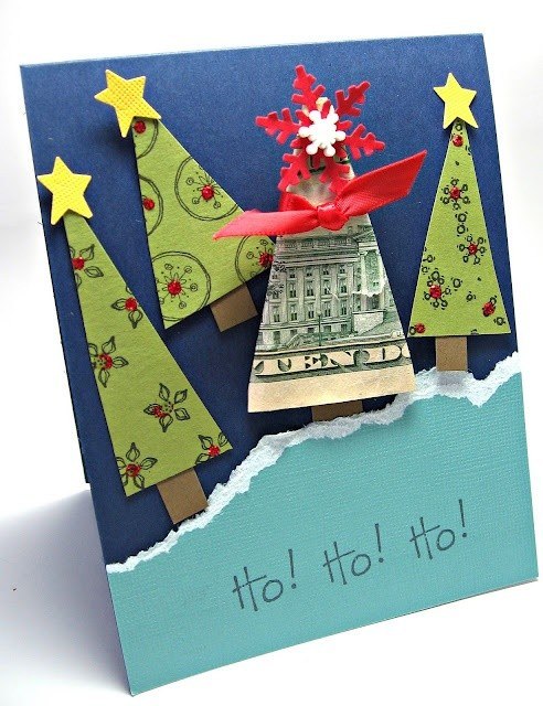 décoration-de-Noël-idée-originale-billet-banque-carte-postale-sapin