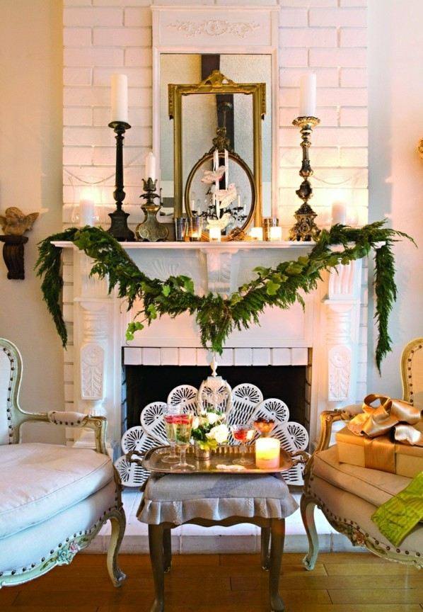 décoration-de-Noël-idée-originale-branches-sapin-manteau-cheminee
