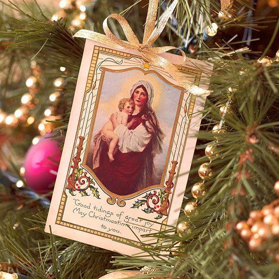décoration sapin Noël carte voeux Marie Jesus