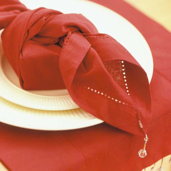 décoration de table pour Noël nappe-serviette-rouges