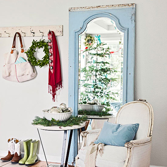 décorer un petit appartement Noël-entrée-vintage
