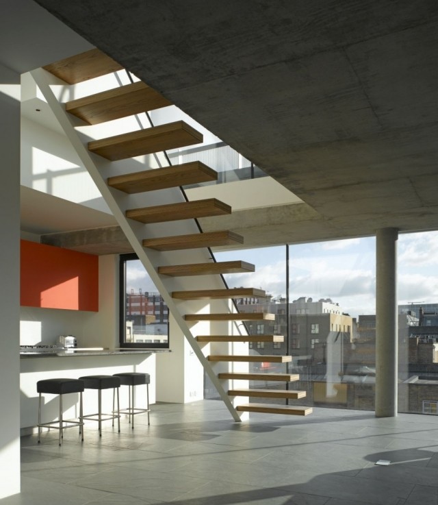 escalier de design moderne droit-sans-rampe