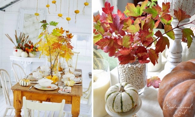 idées-déco-automn-vases-branches-feuilles-petites-citrouilles-décoratives