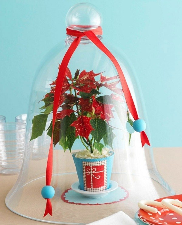 idées-table-Noël-décoration-étoile-Noel-rouge-pot-bleu-décoré idées table de Noël