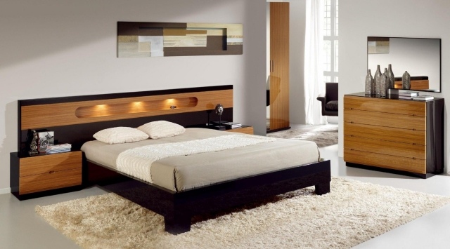 idées-tête-de-lit-materiau-bois-chambre-coucher-commode