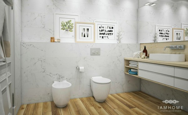 Toilettes minimalistes et élégantes salle bains appartement artistique