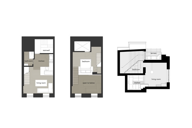 coupe  plans architecturaux du loft design agrandi
