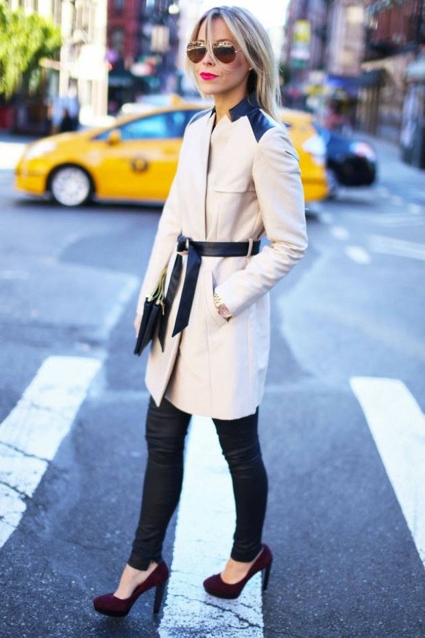manteau trench beige elements cuir