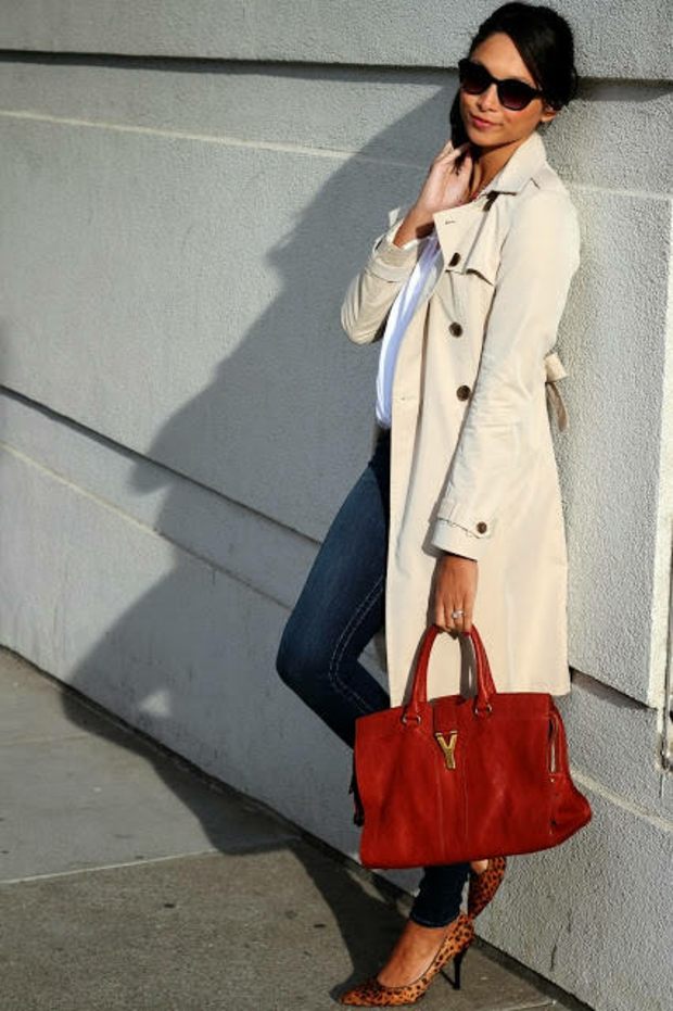 manteau trench beige jeans