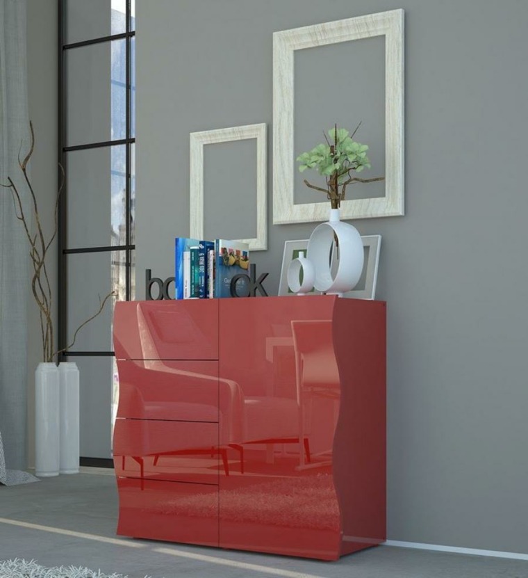 meuble d'entrée design rouge