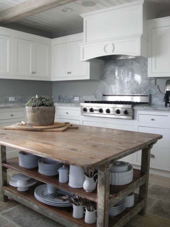 meuble-vintage îlot cuisine robuste bois