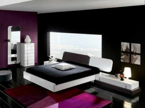 minimaliste moderne chambre coucher couleur noire violette