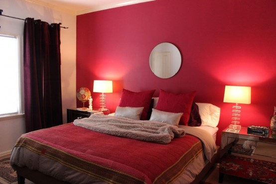 mur peint rouge chambnre coucher