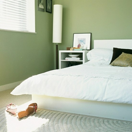 murs vert chambre coucher feminine
