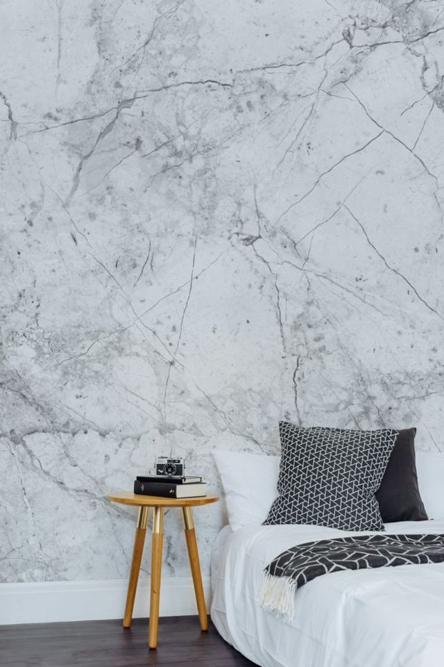 papier peint chambre gris blanc forêt sous neige