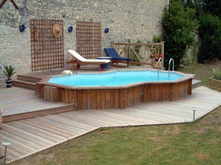 piscine hors sol bois jardin moderne