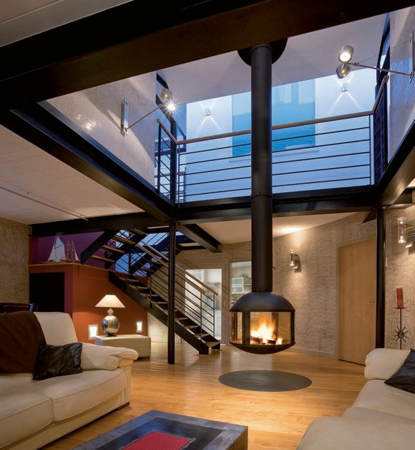 Salon moderne et cheminée design : un mariage parfait