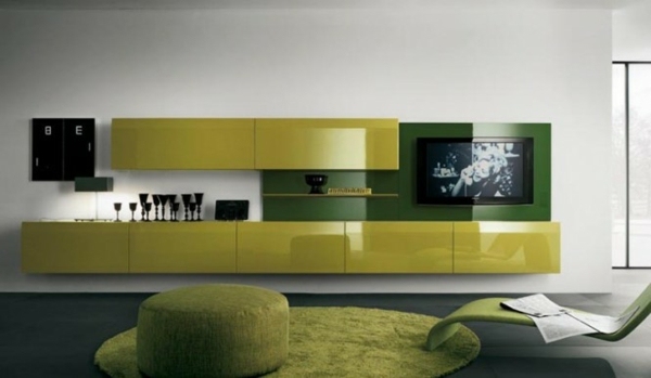 salon meuble tv vert