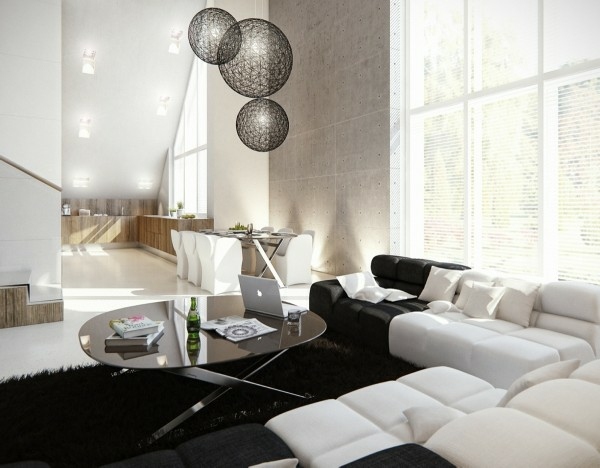 salon moderne noir blanc
