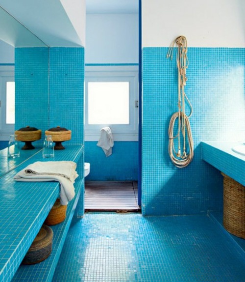 style marin salle bains bleu