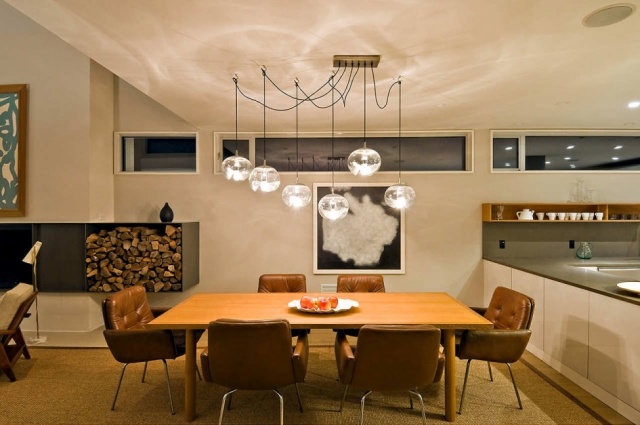 suspension-luminaire-idée-décoration-originale-coin-repas-table-rectangulaire-bois