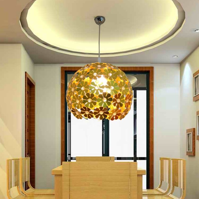 suspension luminaire idée-décoration-originale-salle-manger-motif-floral