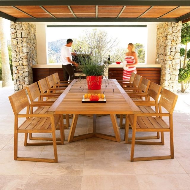 table-jardin-bois-grande-rectangulaire-design-élégant table de jardin