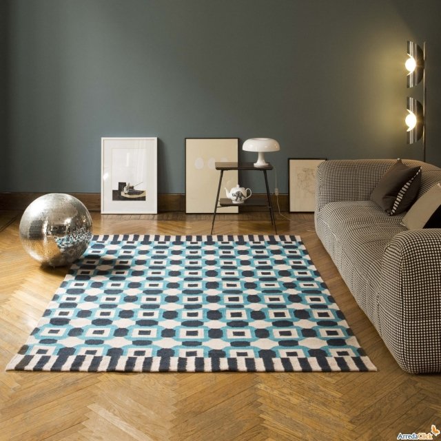 tapis-laine-moderne-motifs-blanc-noir-bleu-salon tapis laine