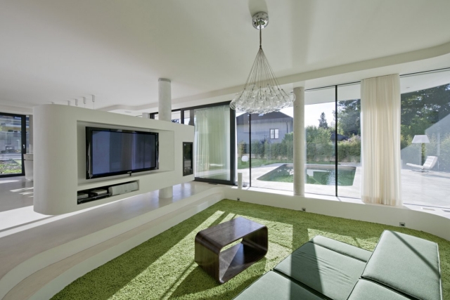 tapis vert couvre-surface-salon-moderne