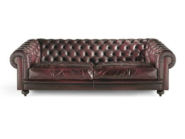 meuble salon design Canapé stylé en cuir bordeaux  classe rouge